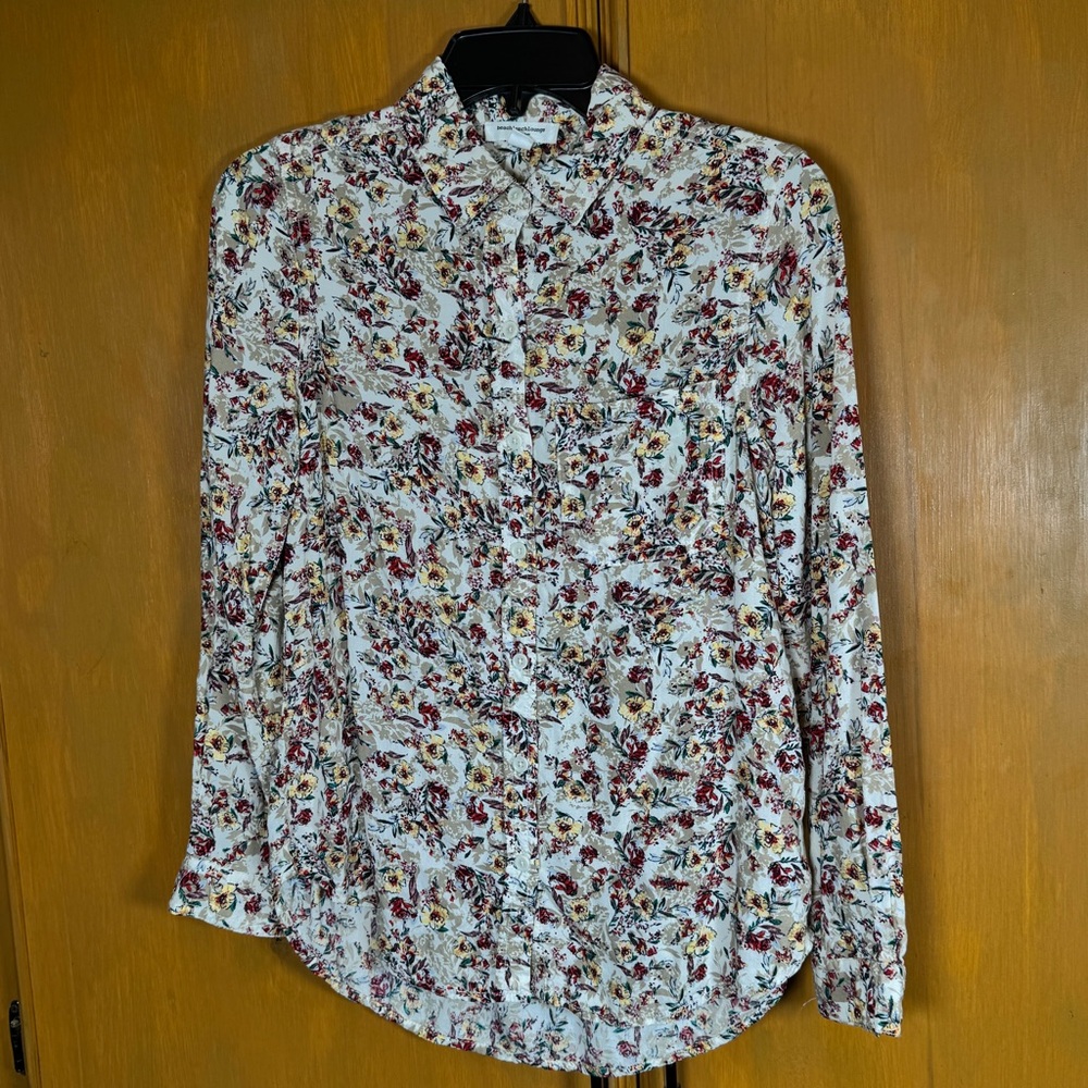 Beachlunchlounge Floral Button Blouse Top Western Boho Cowgirl Chic Feminine S